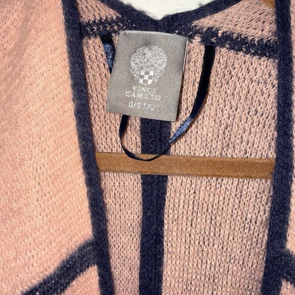 Vince Camuto Poncho Womens One Size Blush Pink Fringe Knit Ruana Wrap Cape Shawl - Picture 4 of 5